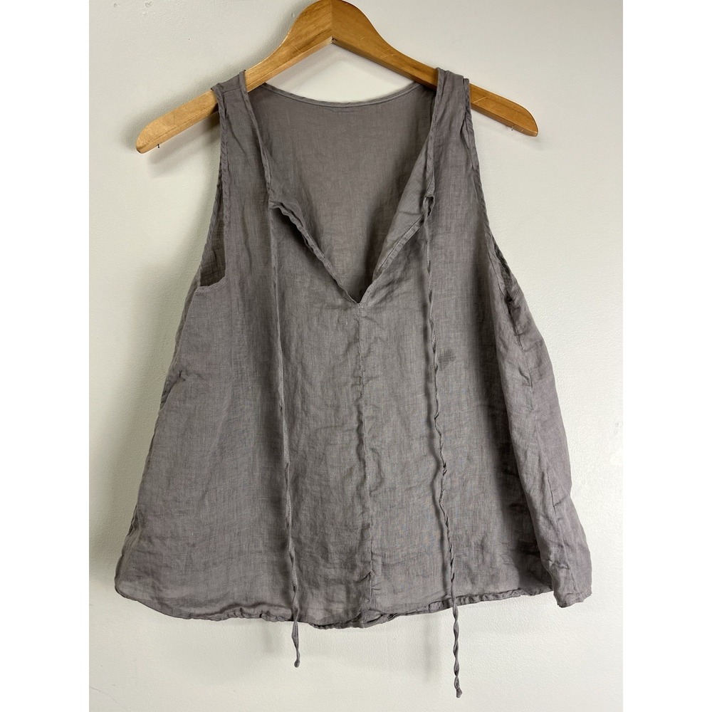 Three Dots Tank Top Womens Size Small Linen Brown Cami